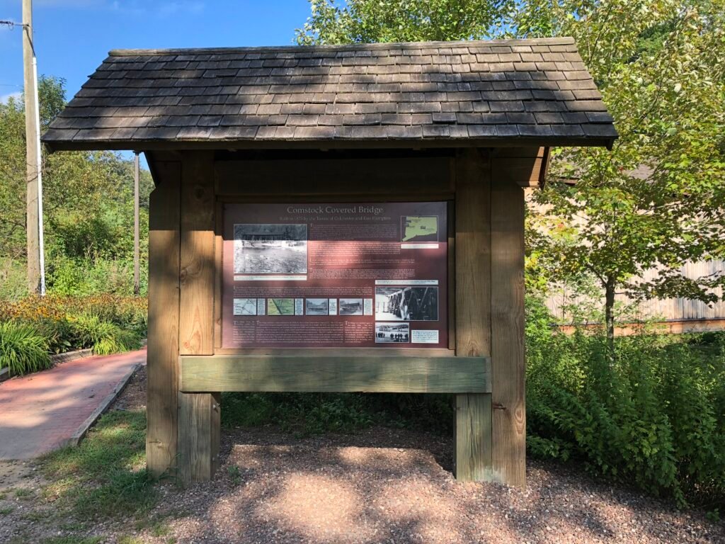 Sign at Comstock Covered Bridge