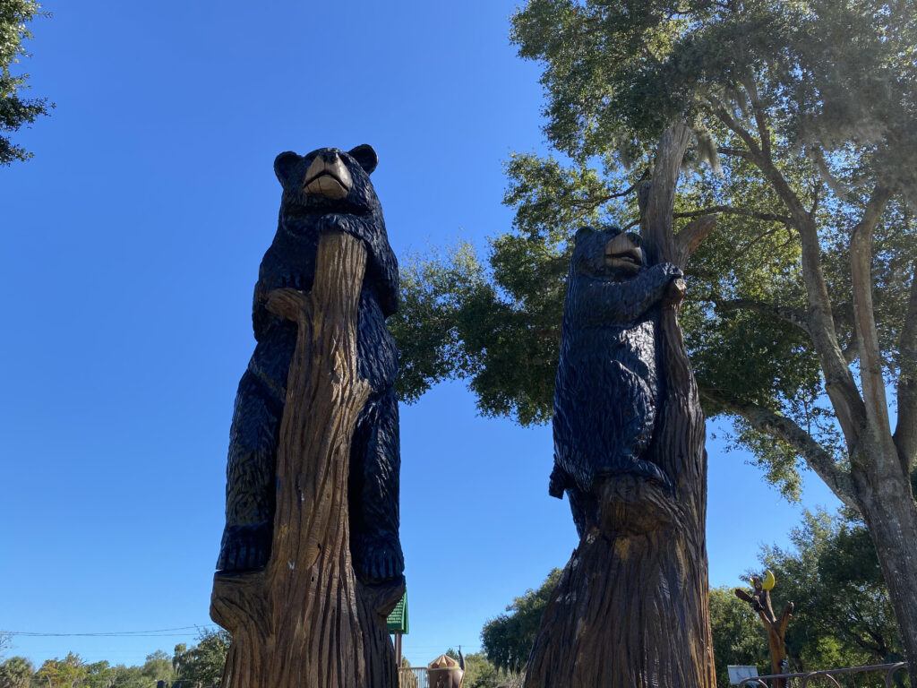 2 Bears In A Tree Wood Carving