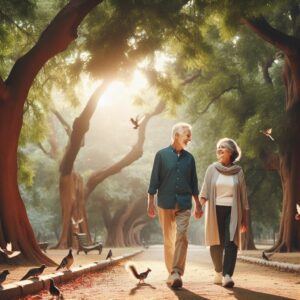 Older Couple Walking In The Park