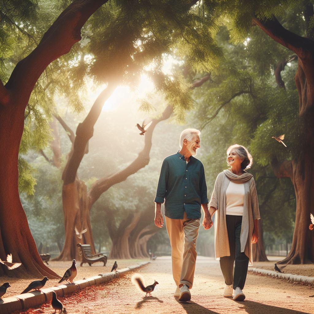 Older Couple Walking In The Park