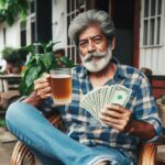 Man Drinking a Beverage with Money AI