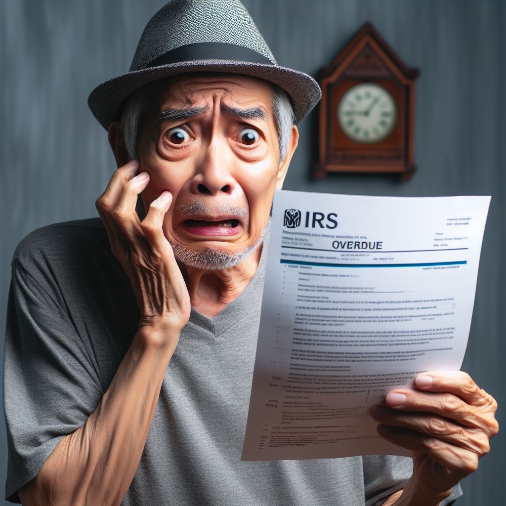 Man Holding An Overdue Notice From The IRS