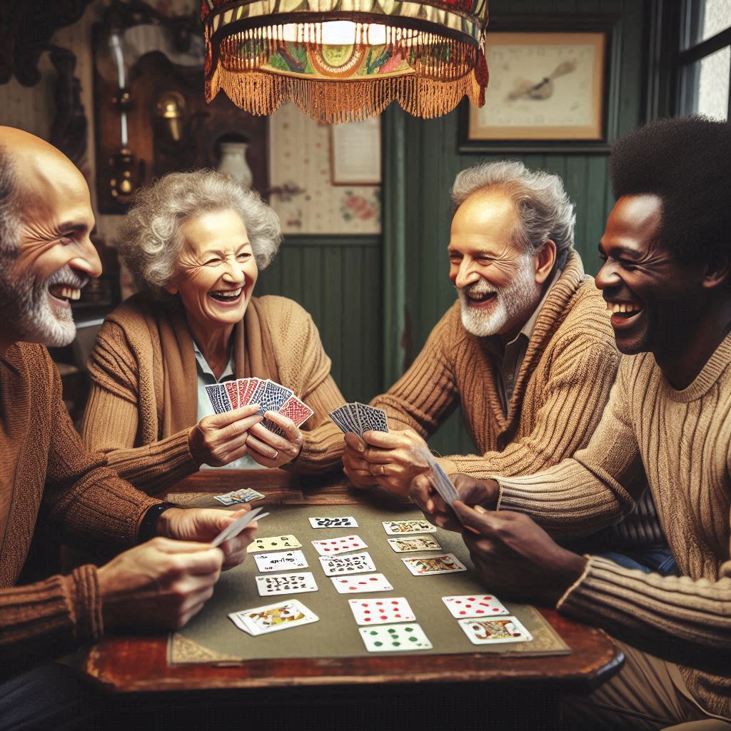 4 Older People Playing Rummy