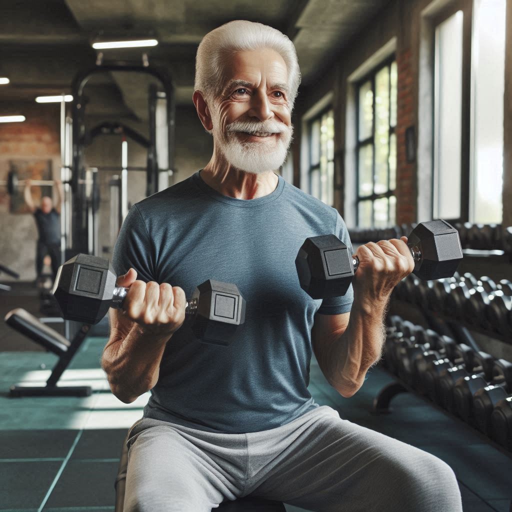 A Senior Lifting Weights