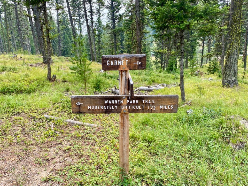 Hiking Sign at Garnet Ghost Town