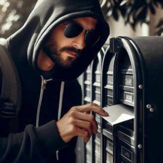 Man Removing Mail From A Mailbox