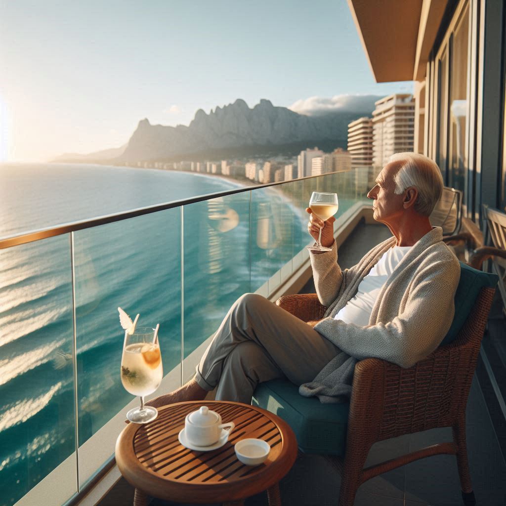 Sitting on a balcony