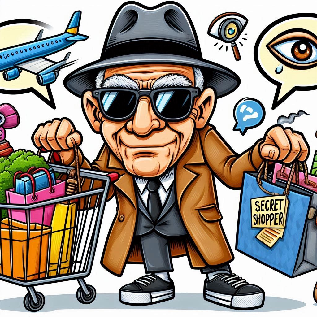 A drawing of a secret shopper