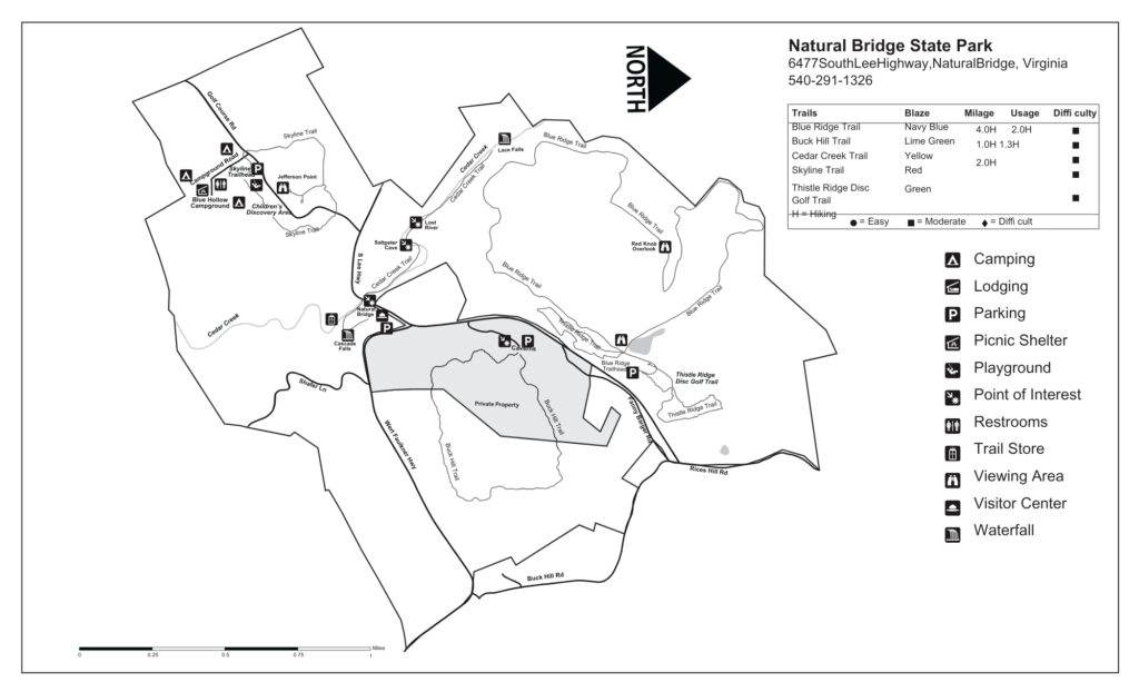 Site Map for Natural Bridge State Park