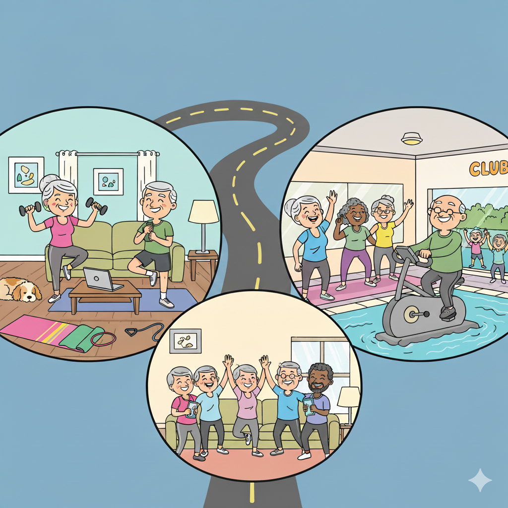 Photo Comparing Different Places to Work Out For Seniors
