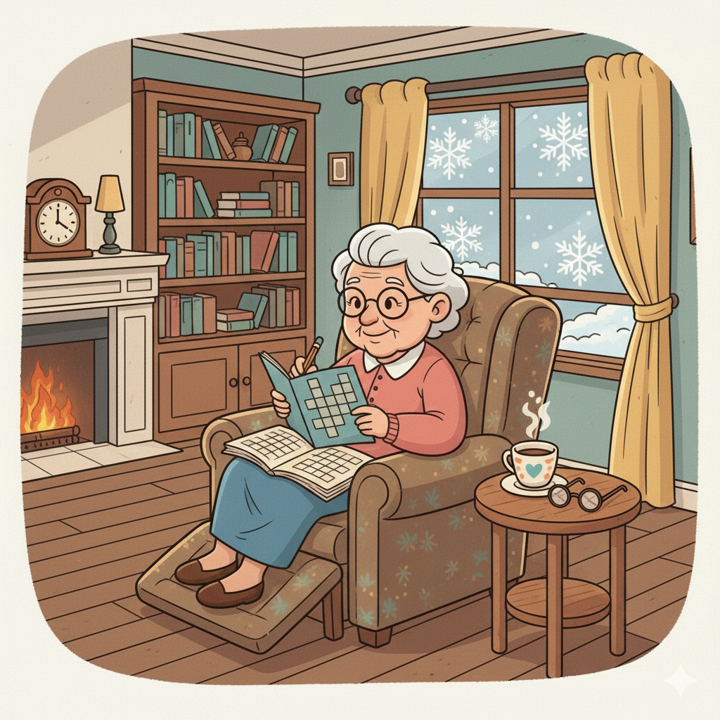 Image of Senior Doing A Crossword Puzzle